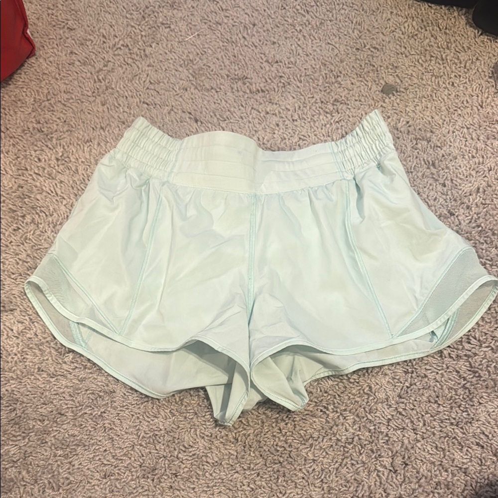 Mint Green 2.5 in High Waisted Lululemon Shorts